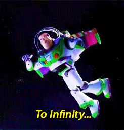Buzz Lightyear flying through space