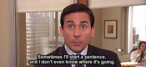 Michael Scott talking to the camera